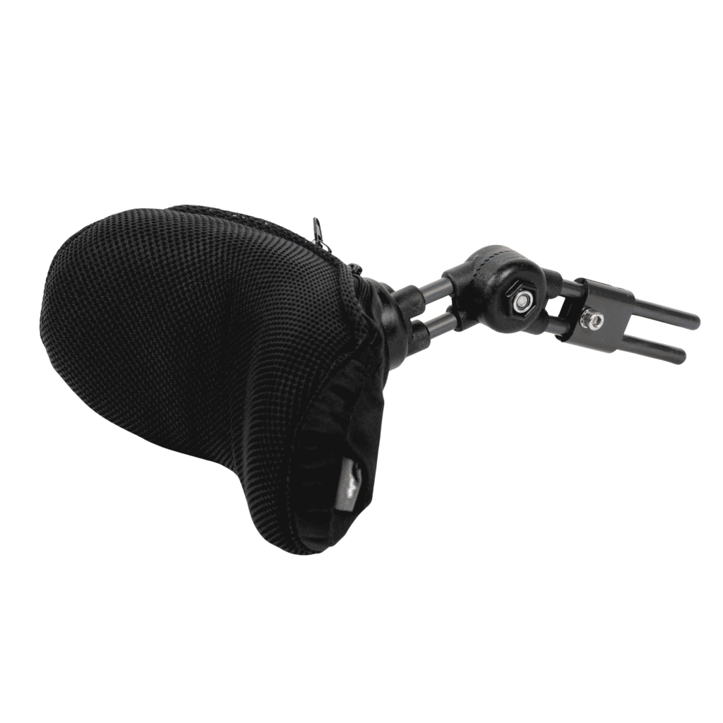 Contoured Adjustable Headrest Image Contoured adjustable headrest for wheelchair providing postural support for children and adults